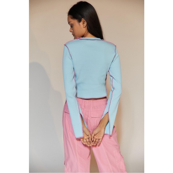 The Ragged Priest Blue Cutout Long Sleeve Top - Picture 6 of 7